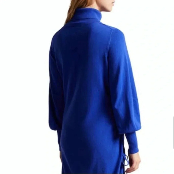 NWT TED BAKER LONDON AAVVAA Sweater Turtleneck Dress Blue Ruched Ted 2 = US 6 - Picture 3 of 13
